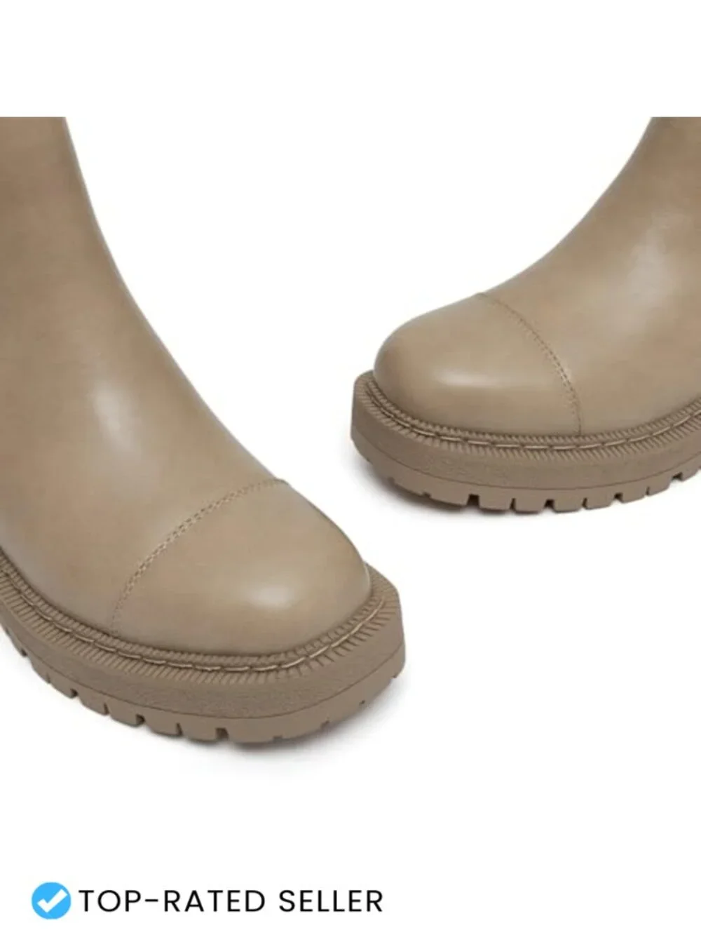 Chunky Heel Slip On Chelsea Ankle Booties with Platform, Faux Leather, Non-Slip